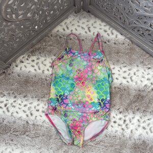 Speedo rainbow mermaid swimsuit girls small beach pool party tropical Hawaiian